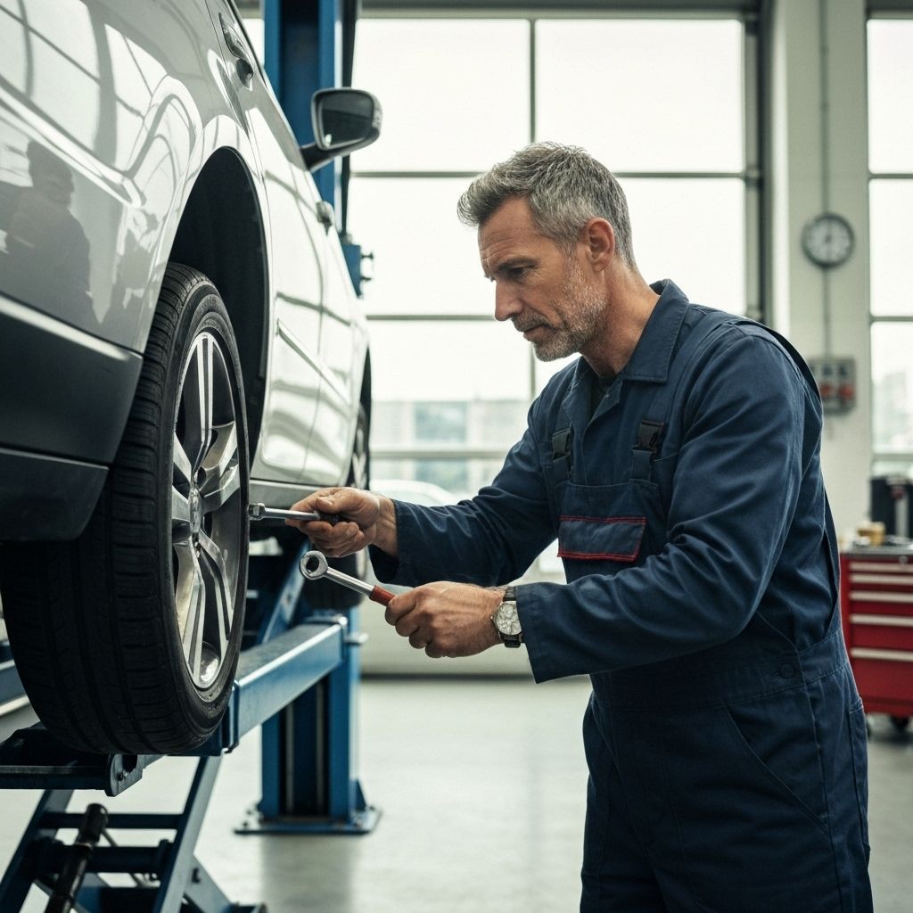 Mécanicien travaillant sur une voiture